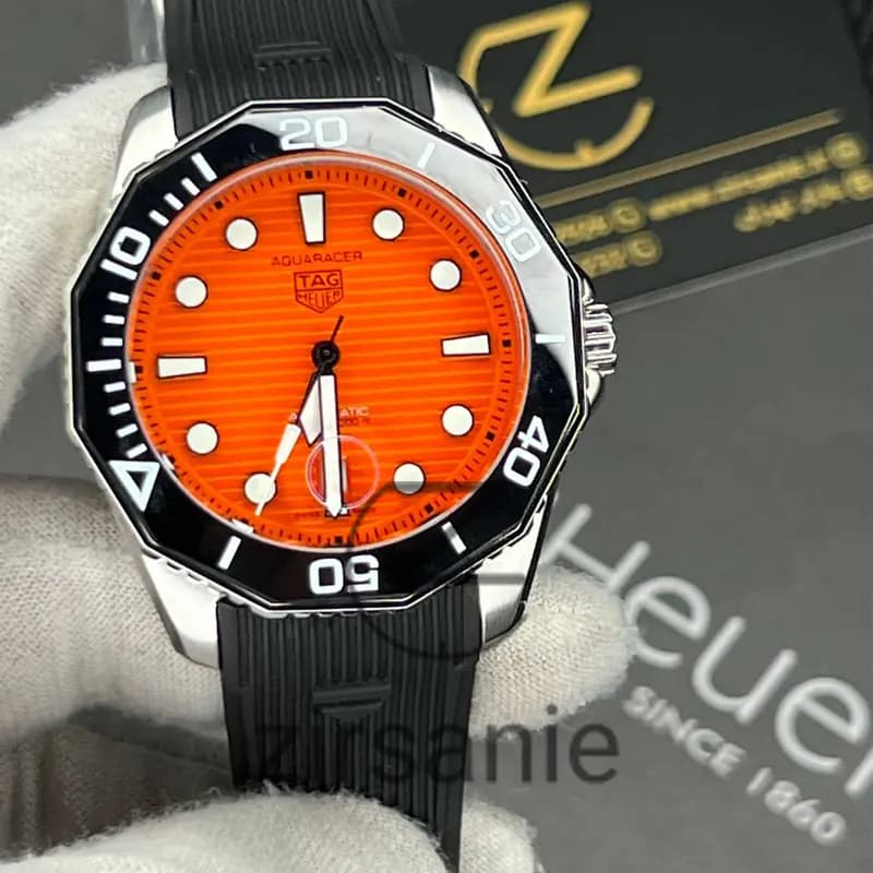 ساعت مچی مردانه تگ هویر Aquarcer اتومات سیلور صفحه نارنجی Tag Heuer Black Aquarcer Automatic silver orange screen — تصویر ۸