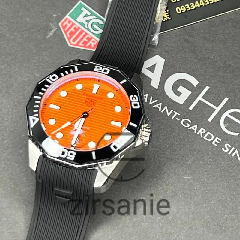ساعت مچی مردانه تگ هویر Aquarcer اتومات سیلور صفحه نارنجی Tag Heuer Black Aquarcer Automatic silver orange screen — تصویر ۷