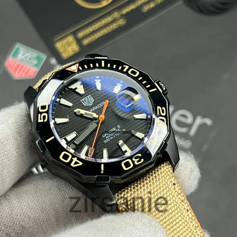 ساعت مچی مردانه تگ هویر Aquarcer اتومات قاب مشکی صفحه مشکی Tag Heuer Black Aquarcer Black frame black screen — تصویر ۵