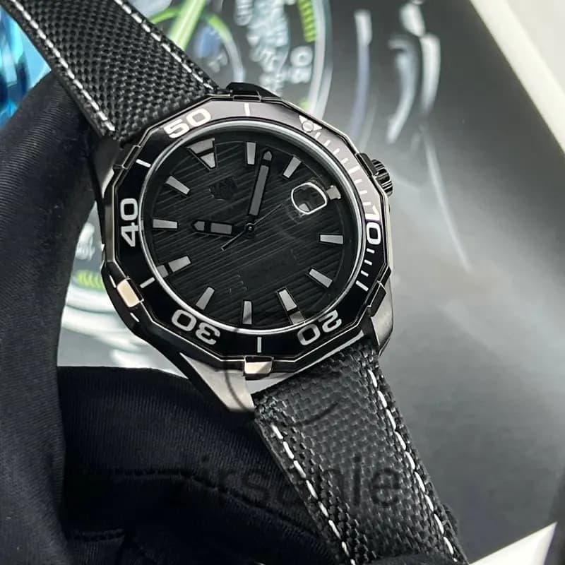 ساعت مچی مردانه تگ هویر Aquarcer تک موتور اتوماتیک فول مشکی Tag Heuer full Black Aquarcer — تصویر ۶