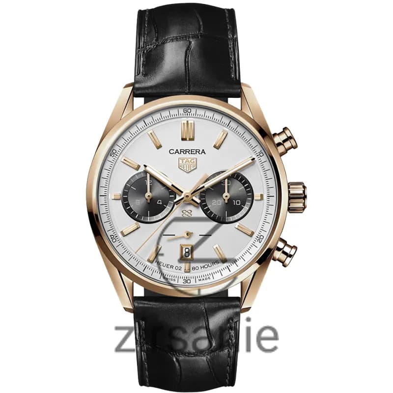 ساعت مچی مردانه تگ هویر سه موتور کرنوگراف رزگلد صفحه سفید Tag Heuer Roz Gold white screen