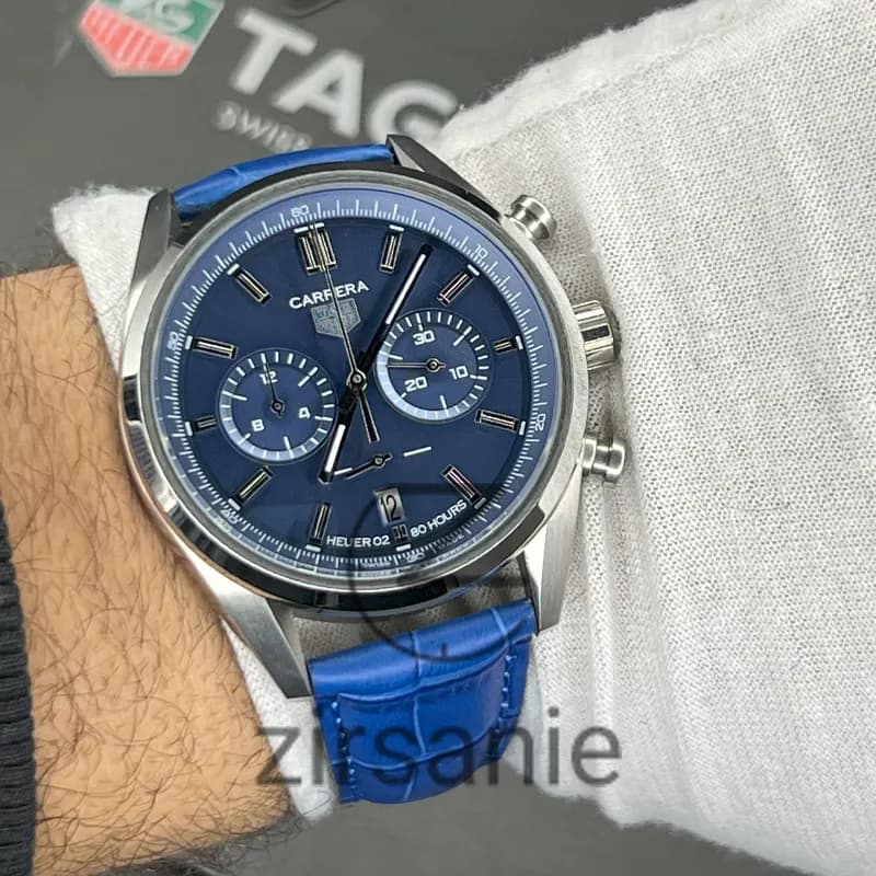 ساعت مچی مردانه تگ هویر سه موتور کرنوگراف سیلور صفحه آبی Tag Heuer Porsche Silver blue screen — تصویر ۸