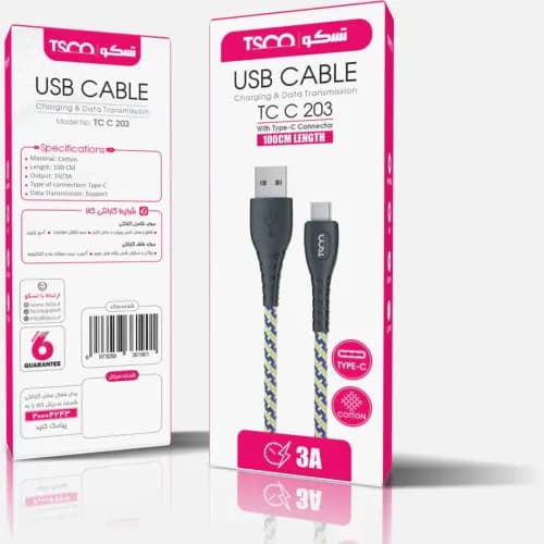 کابل تبدیل USB به USB-C تسکو مدل TCC203 طول 1 متر‎ — تصویر ۲