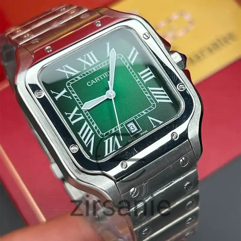 ساعت مچی مردانه کارتیر سانتوز سیلور صفحه سبز Cartier Santoz Silver green screen — تصویر ۳