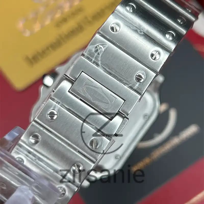 ساعت مچی مردانه کارتیر سانتوز سیلور صفحه سبز Cartier Santoz Silver green screen — تصویر ۶