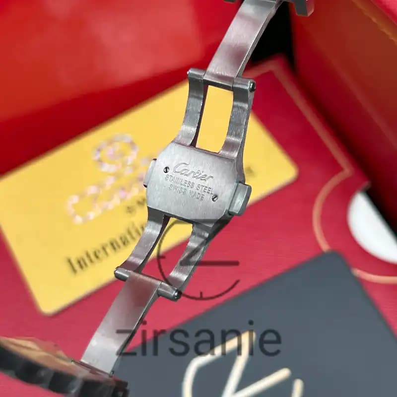 ساعت مچی مردانه کارتیر سانتوز سیلور صفحه سبز Cartier Santoz Silver green screen — تصویر ۵