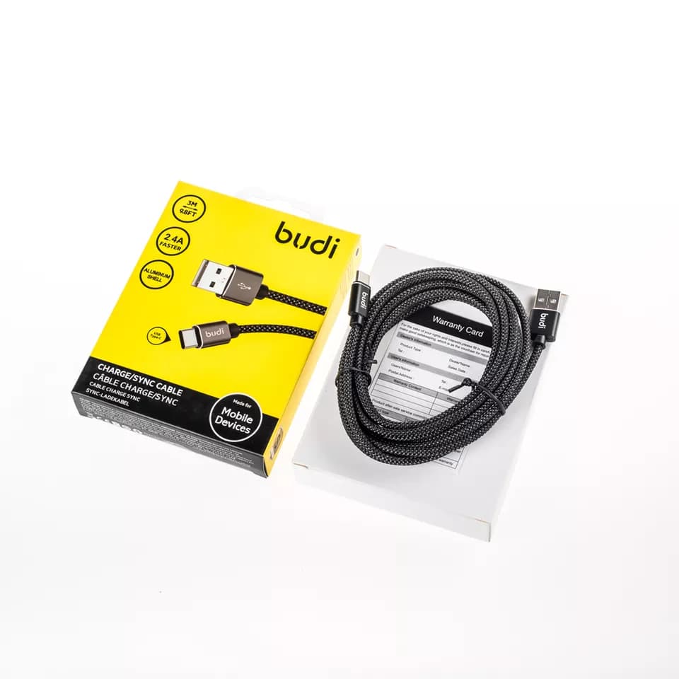 کابل شارژ تایپ سی سفید BUDI J180T — تصویر ۳