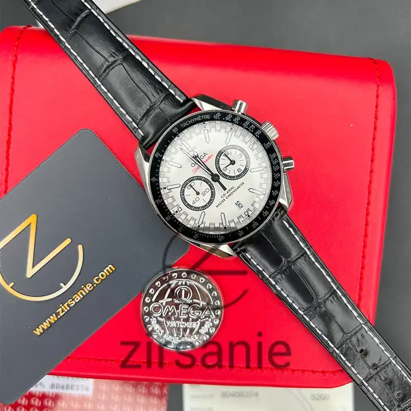 ساعت مچی مردانه امگا اسپید مستر کرنوگراف سیلور صفحه سفید Omega Speedmaster Chronograph Silver White Screen — تصویر ۲