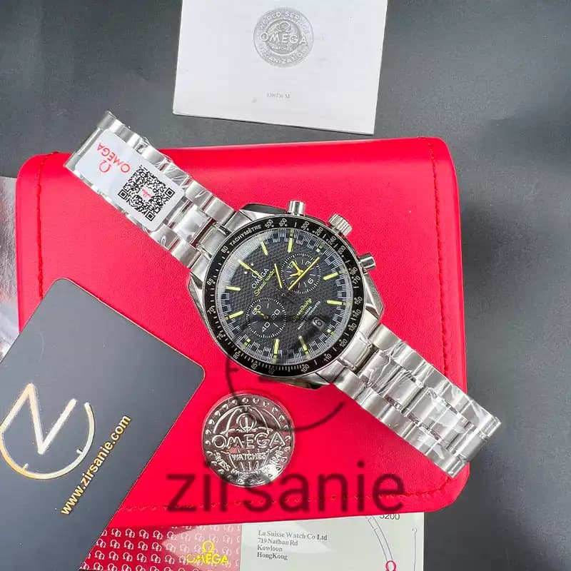 ساعت مچی مردانه امگا اسپید مستر کرنوگراف سیلور صفحه مشکی Omega Speedmaster Chronograph Silver Balck Screen — تصویر ۷