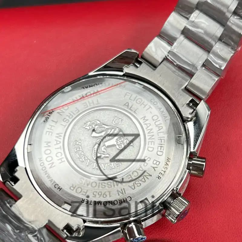 ساعت مچی مردانه امگا اسپید مستر سیلور صفحه سفید Omega Speedmaster silver white screen — تصویر ۱۲