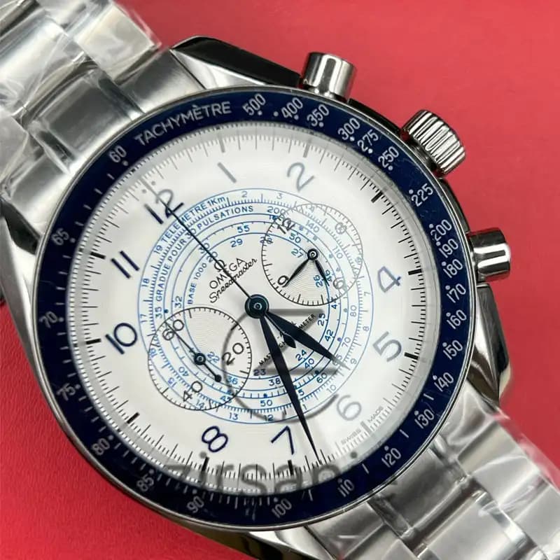 ساعت مچی مردانه امگا اسپید مستر سیلور صفحه سفید Omega Speedmaster silver white screen — تصویر ۷