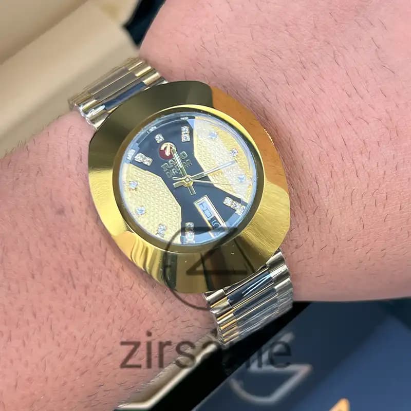 ساعت مچی مردانه رادو تخم مرغی اتومات طلایی وسط مشکی Rado Diastar Automatic Golden Center Black — تصویر ۷