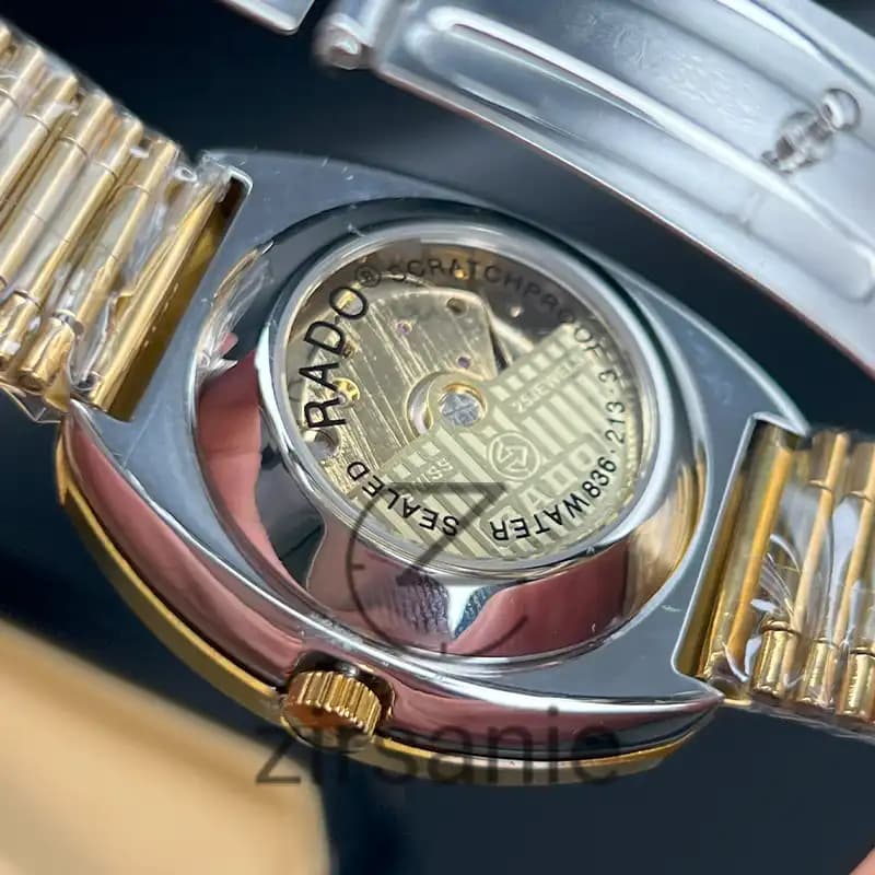 ساعت مچی مردانه رادو تخم مرغی اتومات تمام طلایی Rado Diastar Automatic Full Golden — تصویر ۷