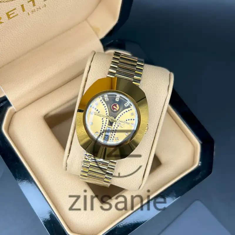 ساعت مچی مردانه رادو تخم مرغی اتومات تمام طلایی Rado Diastar Automatic Full Golden — تصویر ۲