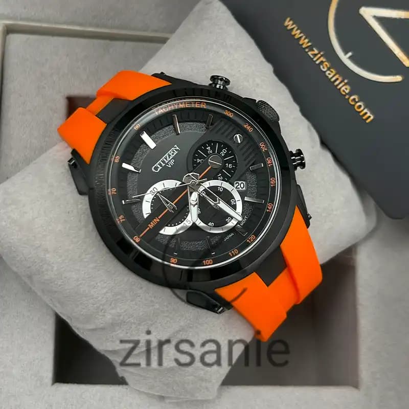 ساعت مچی مردانه سیتیزن کرنوگراف مشکی نارنجی Citizen Chronograph Black Orange — تصویر ۲