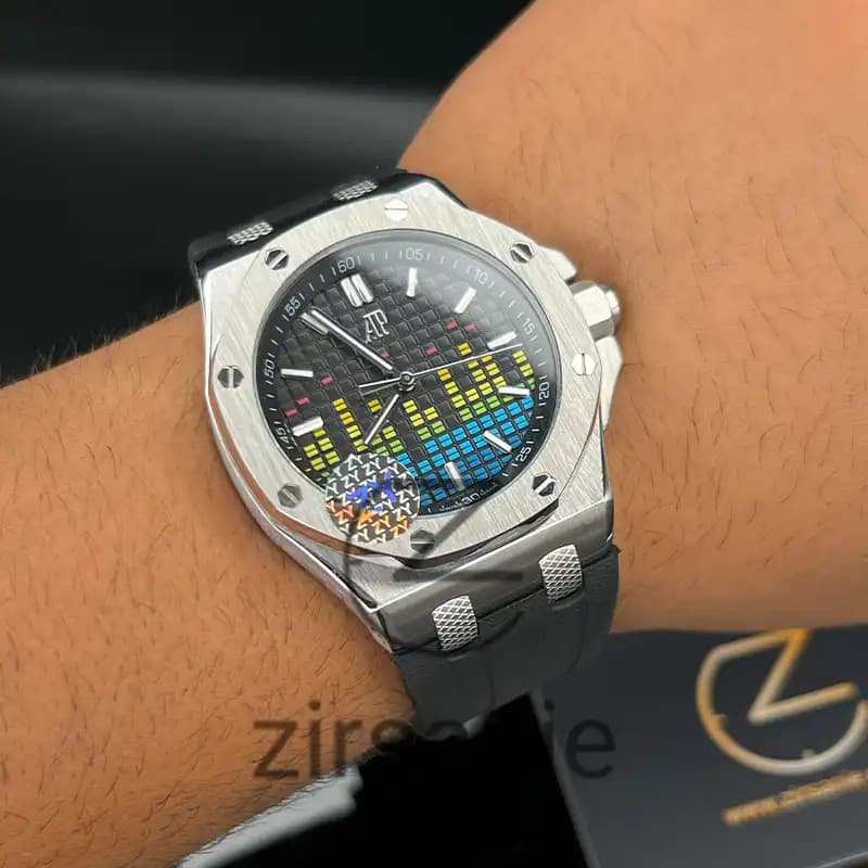 ساعت مچی مردانه اودمار پیگه افشور اکولایزر اتوماتیک سیلور مشکی Audemars Piguet Royal Oak Offshore Music Edition Silver Black — تصویر ۶