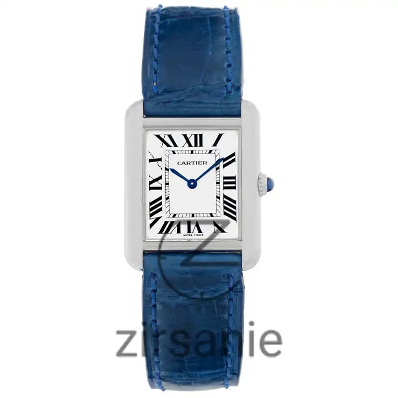 ساعت مچی مردانه کارتیر تانک سیلور آبی Cartier Tank Silver Blue