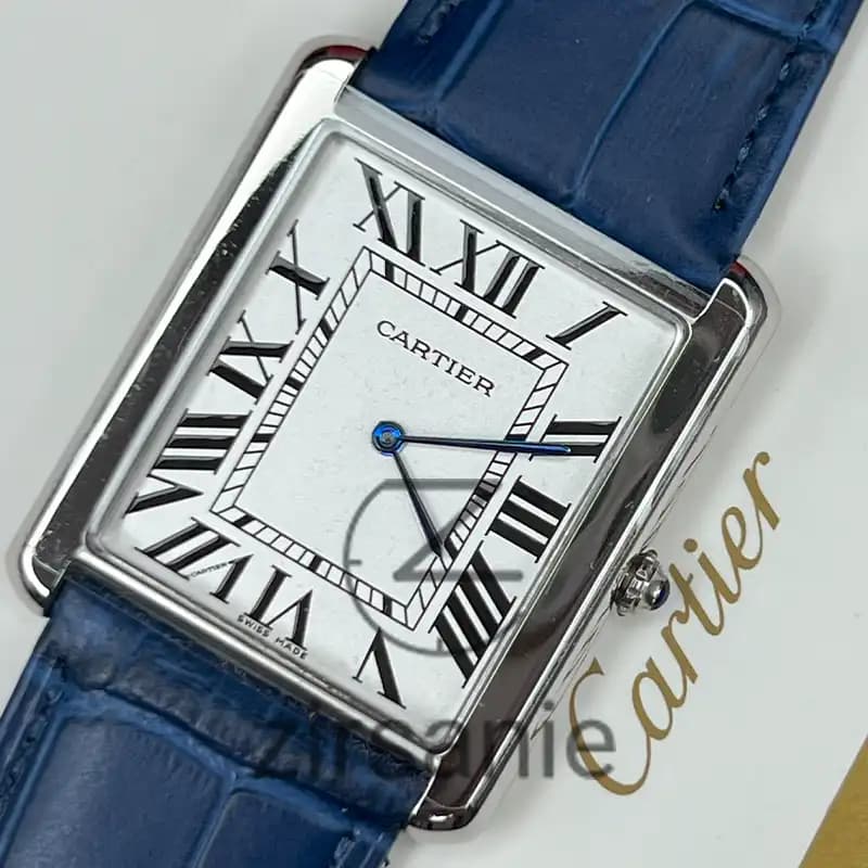 ساعت مچی مردانه کارتیر تانک سیلور آبی Cartier Tank Silver Blue — تصویر ۵