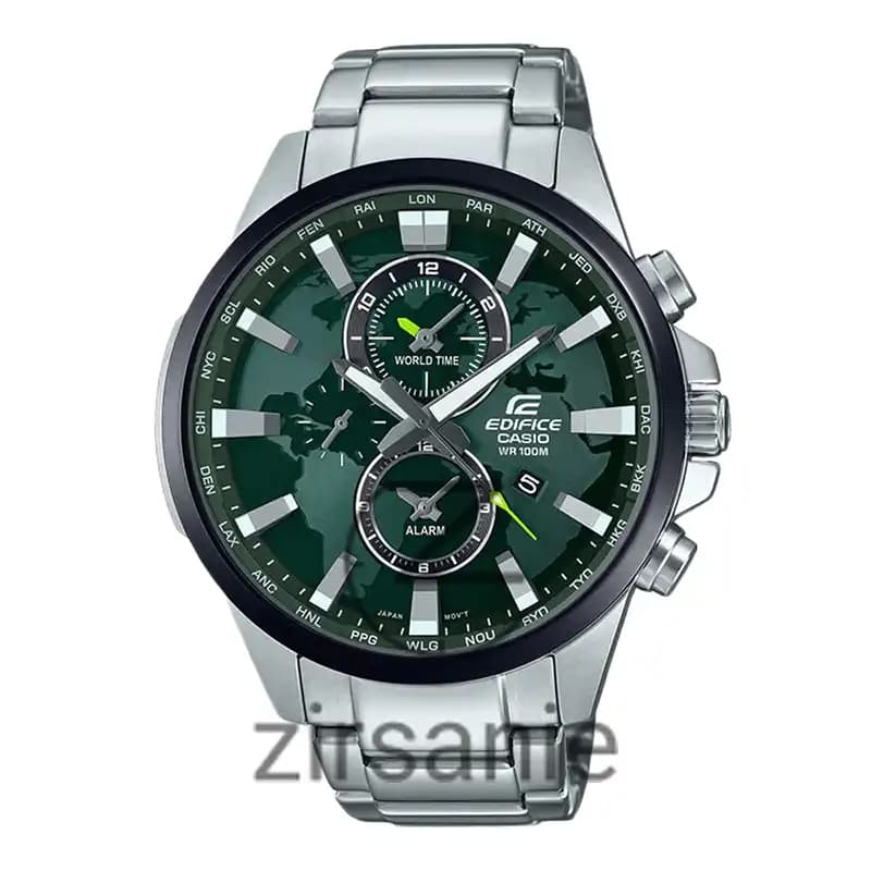 ساعت مچی مردانه ادیفایس کاسیو کرنوگراف سیلور صفحه سبز Edifice Casio Chronograph Silver Green Screen
