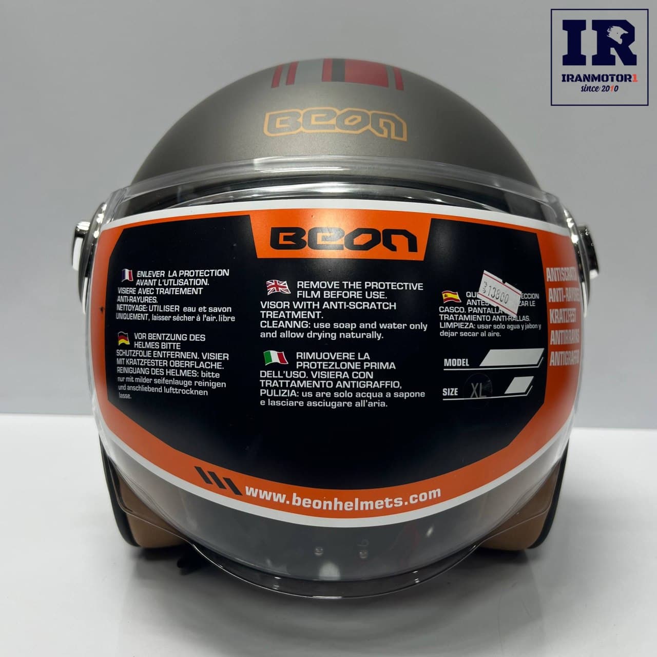 کلاه کاسکت وسپایی بیون Beon کد 108 خاکستری زرشکی BRC — تصویر ۹