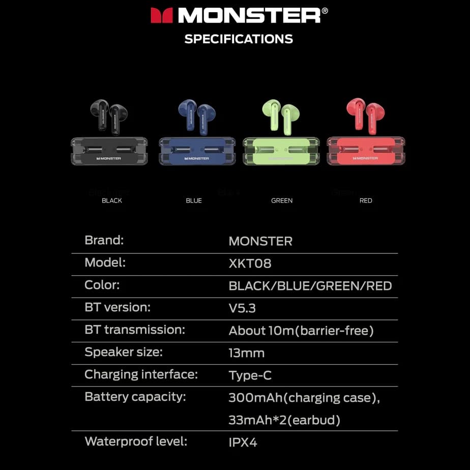 هندزفری بلوتوث اورجینال Monster XKT08 — تصویر ۸