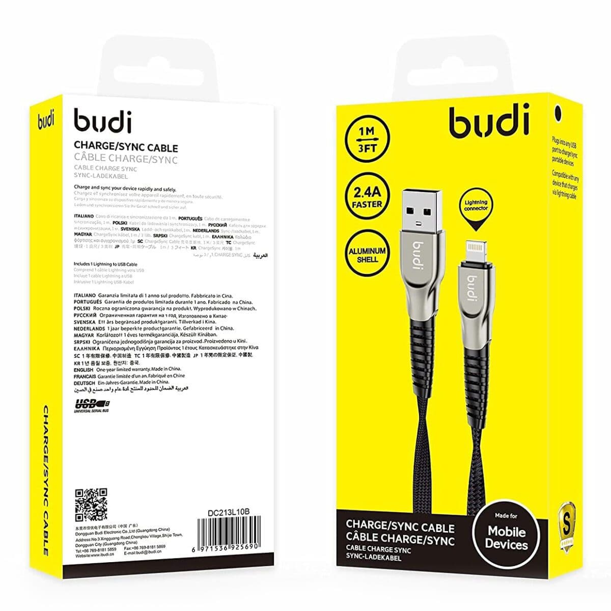 کابل شارژ لایتنینگ Budi DC213L10B — تصویر ۴