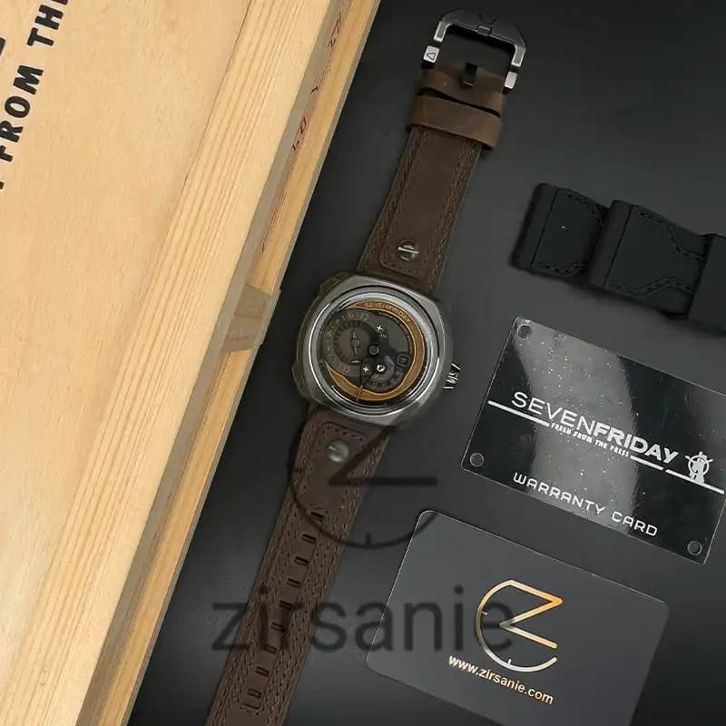 ساعت مچی مردانه سون فرایدی اتوماتیک سیلور بند چرم قهوه‌ای SevenFriday Automatic Q3 Silver Brown Leather Srtap — تصویر ۱۰