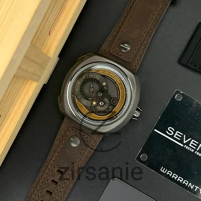 ساعت مچی مردانه سون فرایدی اتوماتیک سیلور بند چرم قهوه‌ای SevenFriday Automatic Q3 Silver Brown Leather Srtap — تصویر ۱۱