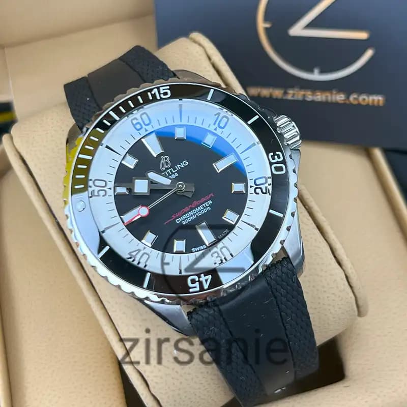 ساعت مردانه برایتلینگ سوپر اوشن اتومات سیلور مشکی Breitling Superocean Automatic Silver Black — تصویر ۲