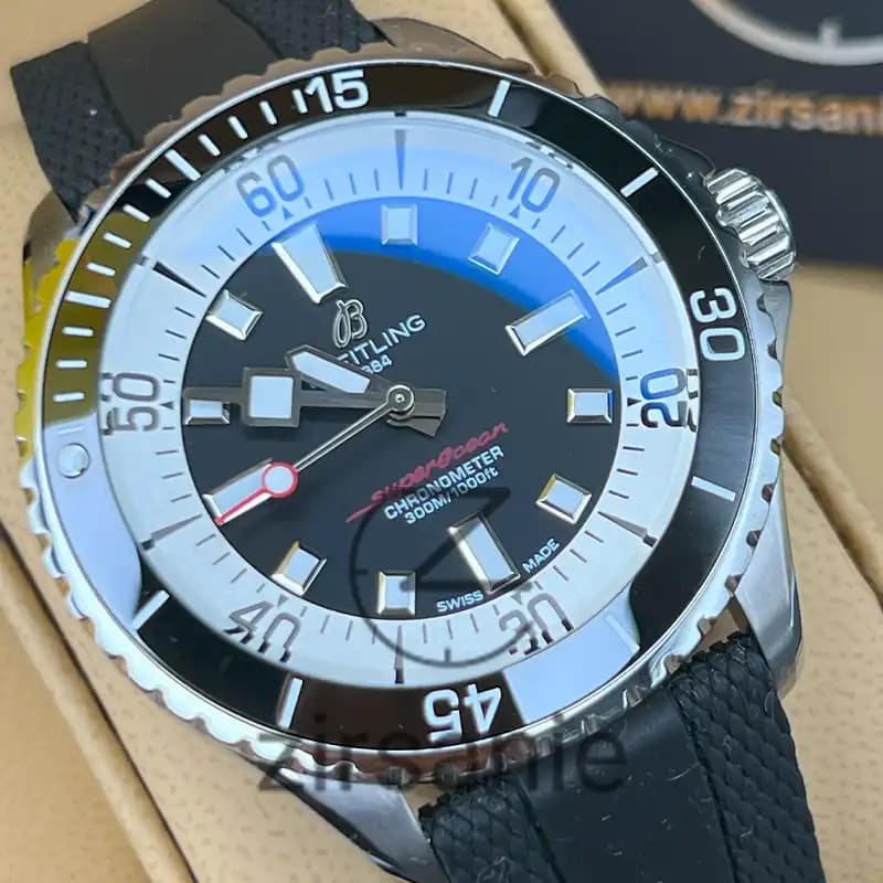 ساعت مردانه برایتلینگ سوپر اوشن اتومات سیلور مشکی Breitling Superocean Automatic Silver Black — تصویر ۵