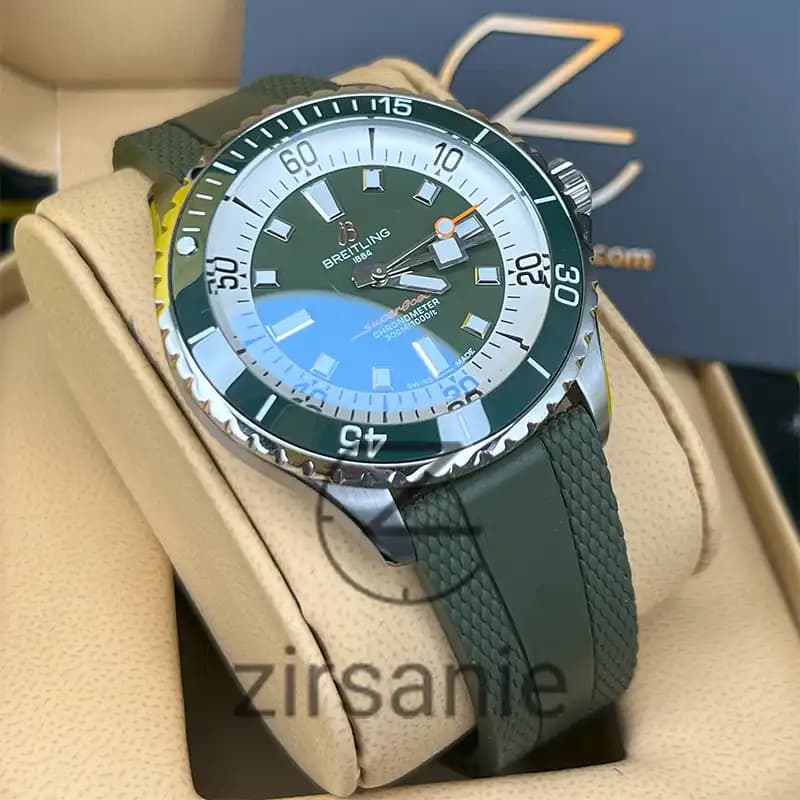 ساعت مردانه برایتلینگ سوپر اوشن اتومات سیلور سبز Breitling Superocean Automatic Silver Green — تصویر ۱۰