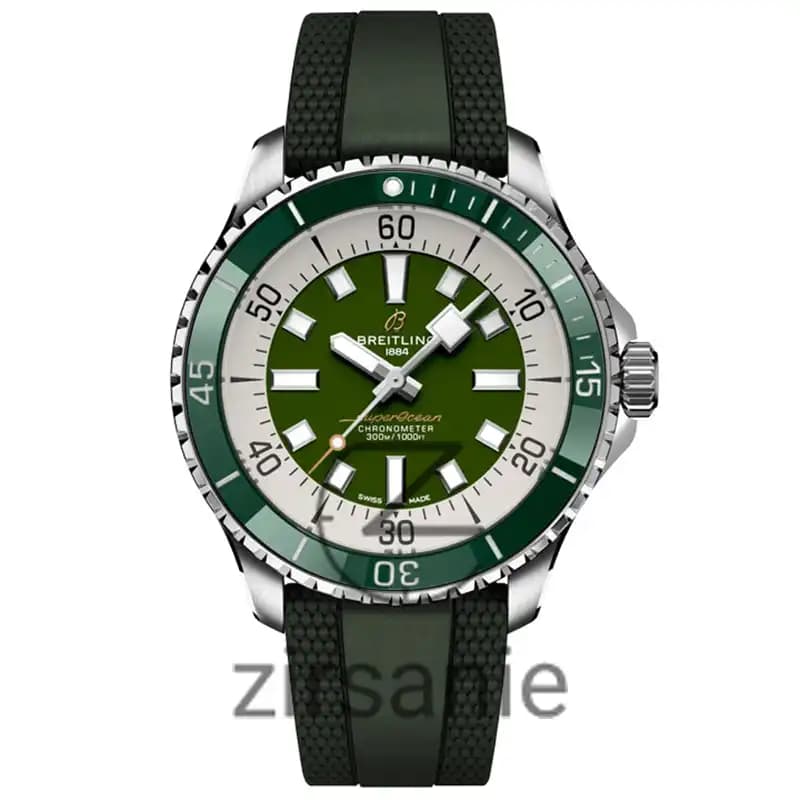 ساعت مردانه برایتلینگ سوپر اوشن اتومات سیلور سبز Breitling Superocean Automatic Silver Green — تصویر ۹