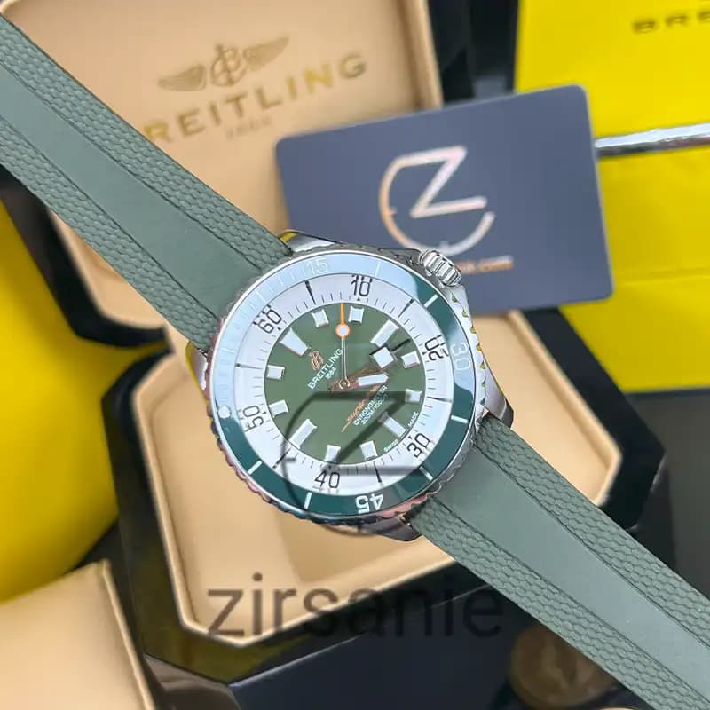 ساعت مردانه برایتلینگ سوپر اوشن اتومات سیلور سبز Breitling Superocean Automatic Silver Green — تصویر ۶
