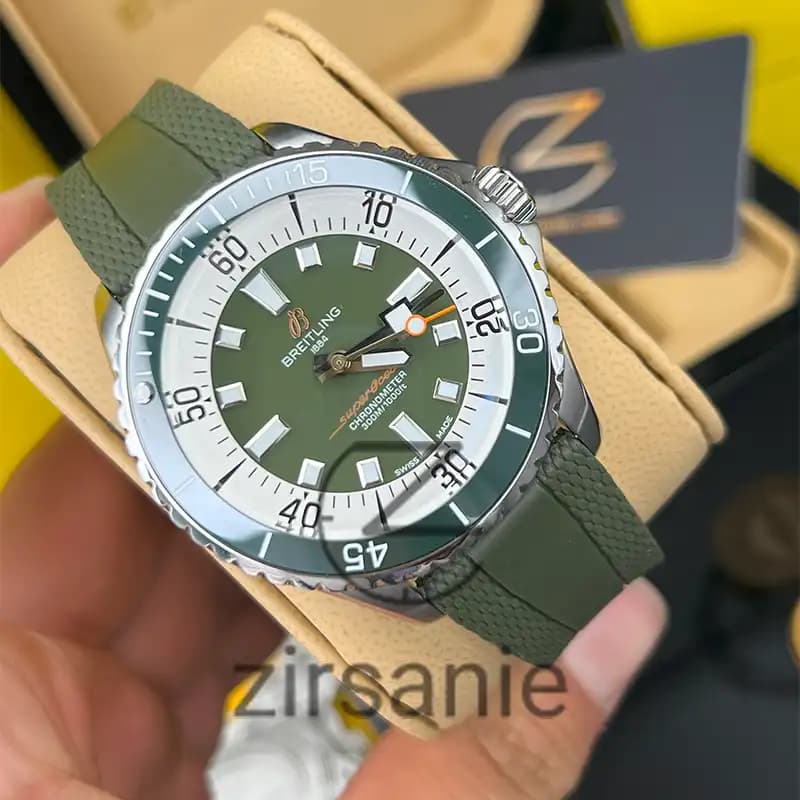 ساعت مردانه برایتلینگ سوپر اوشن اتومات سیلور سبز Breitling Superocean Automatic Silver Green — تصویر ۵