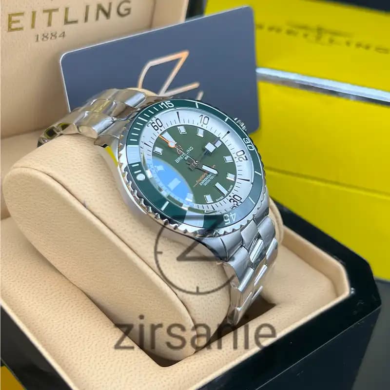 ساعت مردانه برایتلینگ سوپر اوشن اتومات سیلور صفحه سبز Breitling Superocean Automatic Silver Green Screen — تصویر ۵