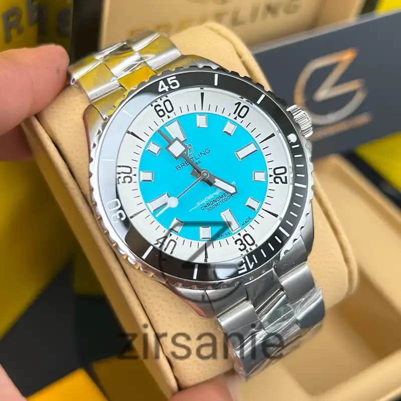 ساعت مردانه برایتلینگ سوپر اوشن اتومات سیلور صفحه تیفانی Breitling Superocean Automatic Silver Tiffany Screen — تصویر ۷