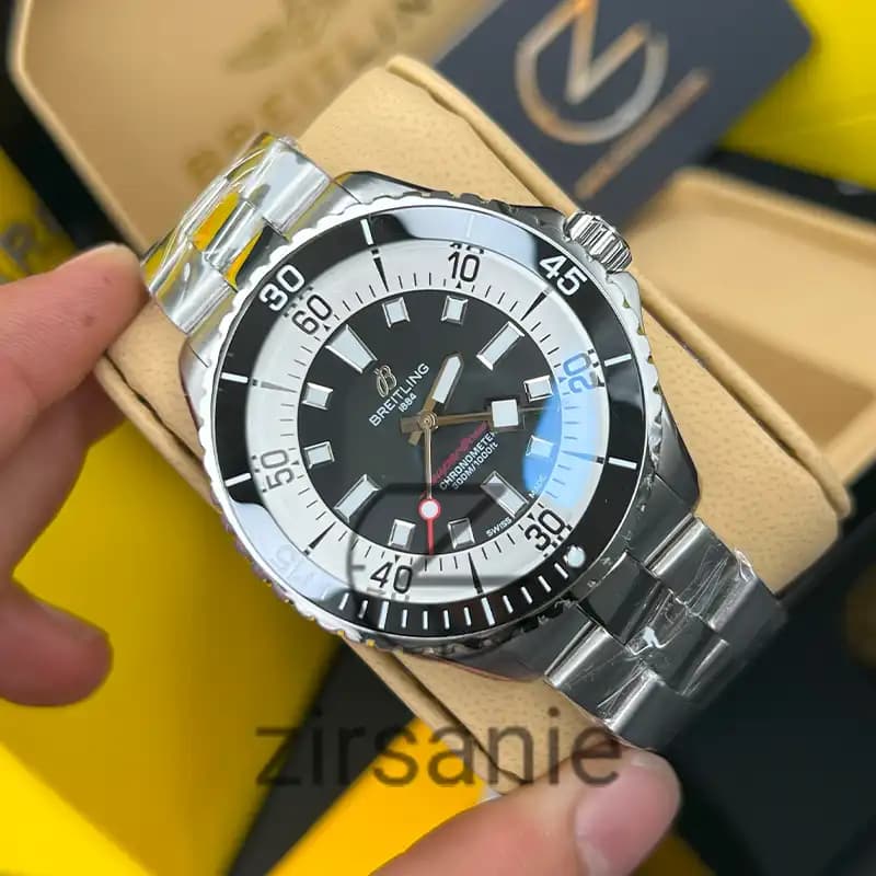 ساعت مردانه برایتلینگ سوپر اوشن اتومات سیلور صفحه مشکی Breitling Superocean Automatic Silver Black Screen — تصویر ۶