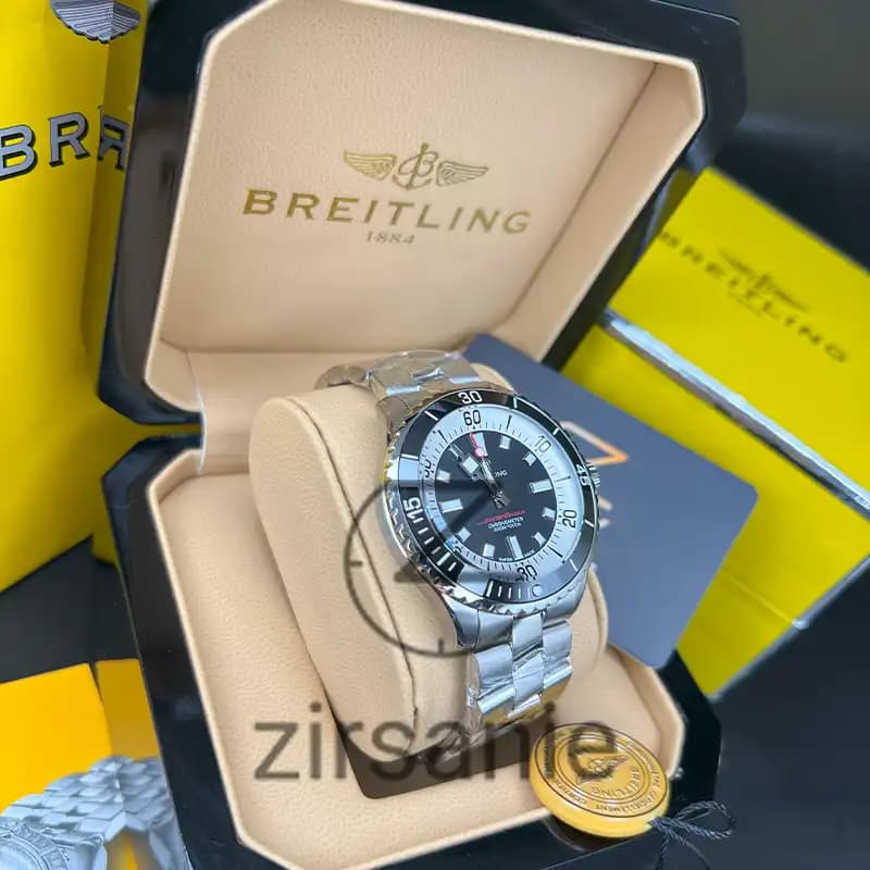 ساعت مردانه برایتلینگ سوپر اوشن اتومات سیلور صفحه مشکی Breitling Superocean Automatic Silver Black Screen — تصویر ۸