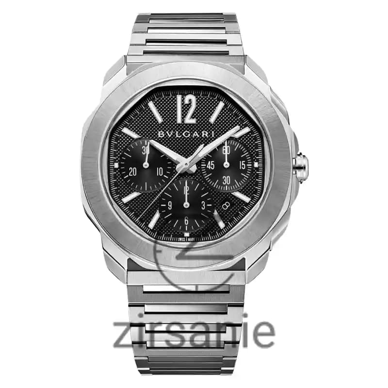 ساعت مچی مردانه بولگاری اوکتو روما کرنوگراف سیلور صفحه مشکی Bvlgari Octa Roma Chronograph Silver Black Screen
