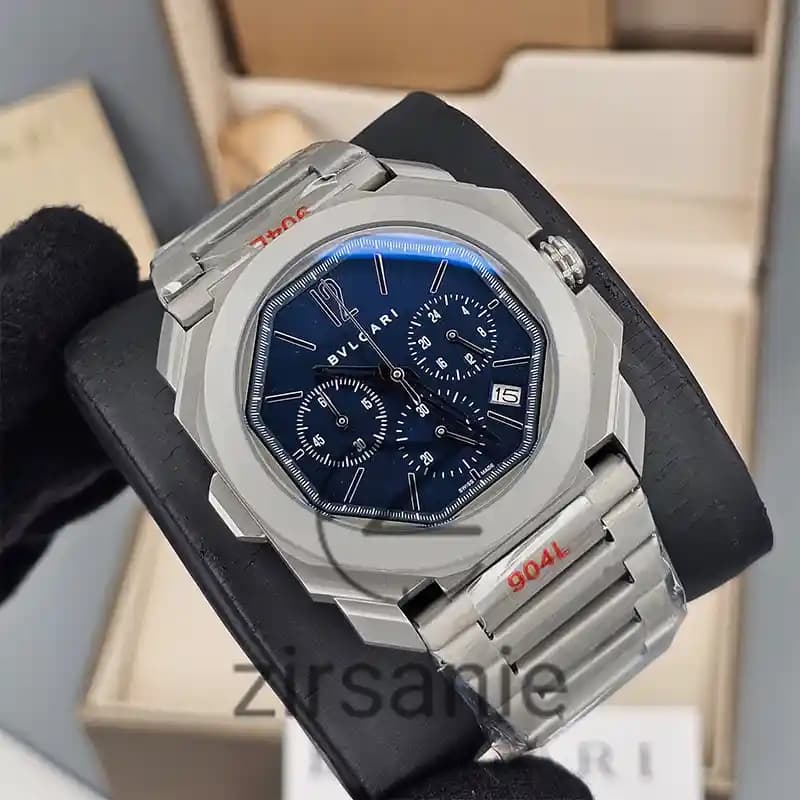 ساعت مچی مردانه بولگاری اوکتو روما کرنوگراف سیلور صفحه آبی Bvlgari Octa Roma Chronograph Silver Blue Screen — تصویر ۲