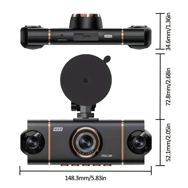 دوربین ثبت وقایع خودرو مدل چهار لنز کد D65 WIFI همراه RAM 32G — تصویر ۳