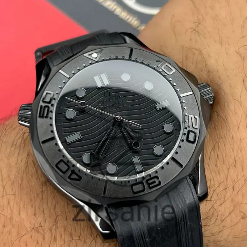 ساعت مچی مردانه امگا سیمستر اتومات فول مشکی ذغالی Omega Seamaster Automatic Co Axial Full Charcoal Black — تصویر ۴