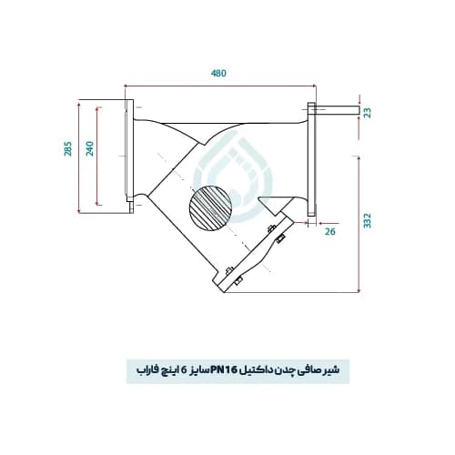 شیر صافی 6 اینچ فاراب چدن داکتیل PN16 — تصویر ۲