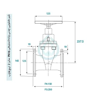 شیر فلکه کشویی زبانه لاستیکی 2 اینچ فاراب چدنی PN16 f4 — تصویر ۲