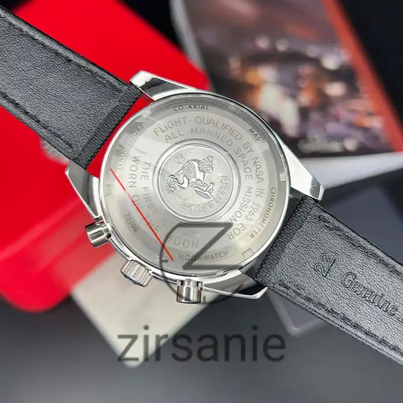 ساعت مچی مردانه امگا اسپید مستر بند چرم مشکی Omega SpeedMaster Leather Strap Black — تصویر ۴