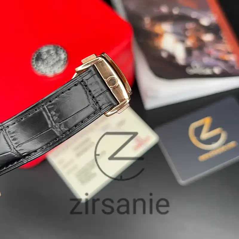 ساعت مچی مردانه امگا اسپید مستر بند چرم مشکی رزگلد Omega SpeedMaster Leather Strap Black RoseGold — تصویر ۱۱