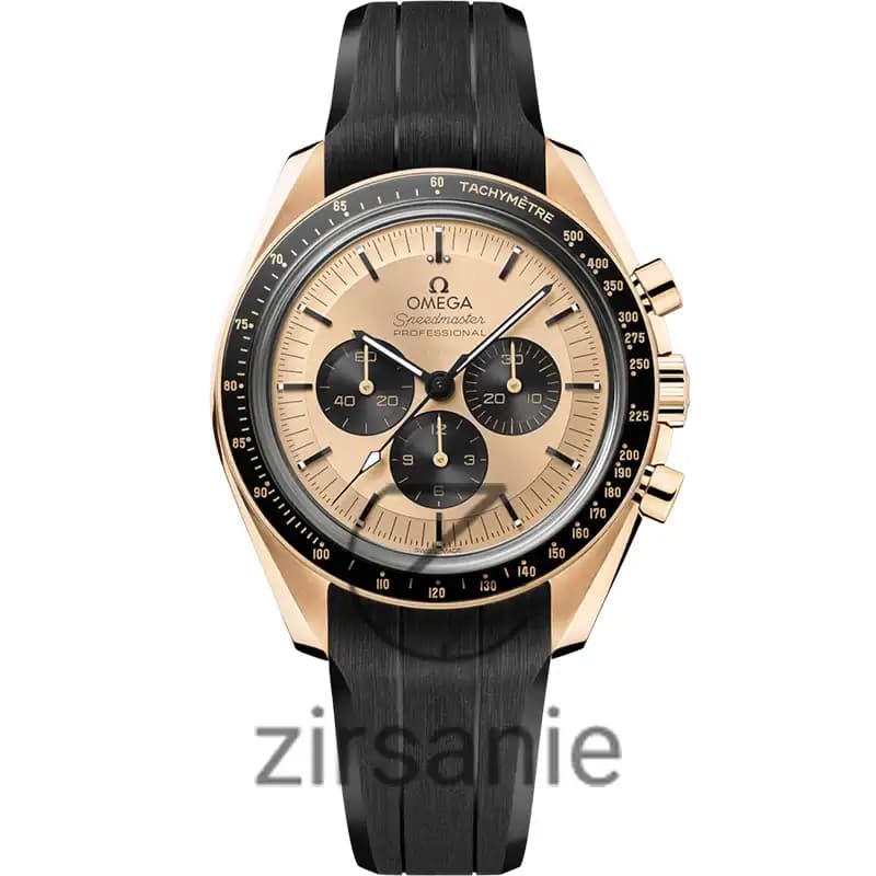 ساعت مچی مردانه امگا اسپید مستر بند چرم مشکی رزگلد Omega SpeedMaster Leather Strap Black RoseGold — تصویر ۷