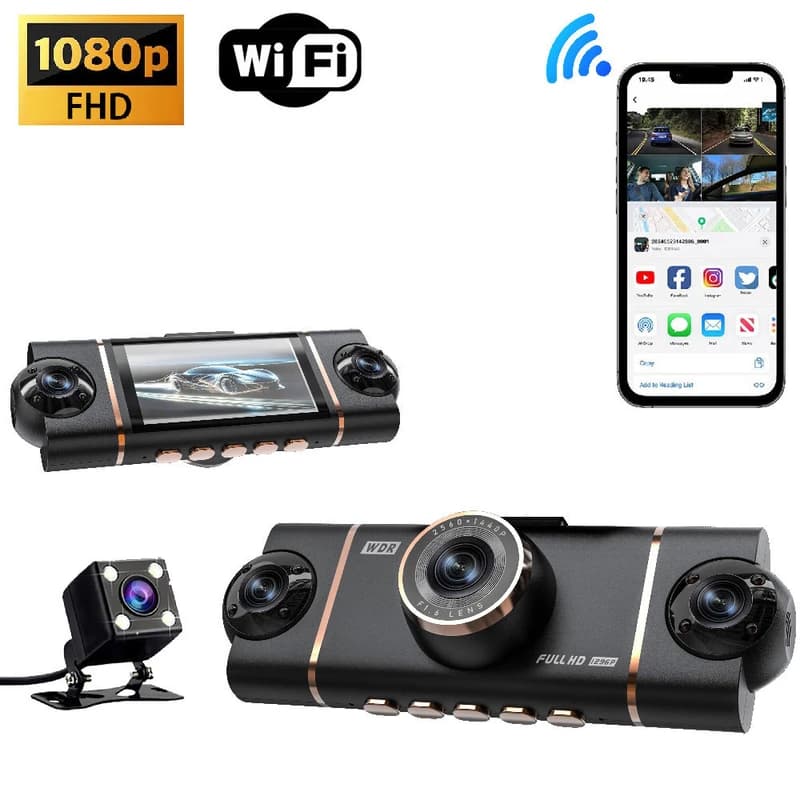 دوربین ثبت وقایع خودرو مدل چهار لنز کد D65 WIFI — تصویر ۹