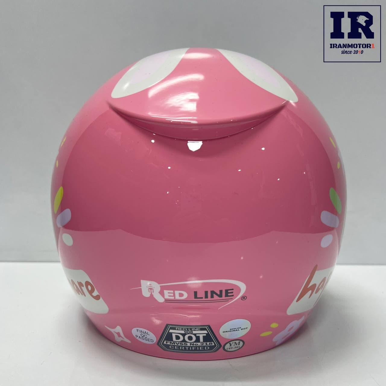کلاه کاسکت بچگانه بدون فک ردلاین redline کد 908 صورتی طرح Be a happy hare — تصویر ۱۰