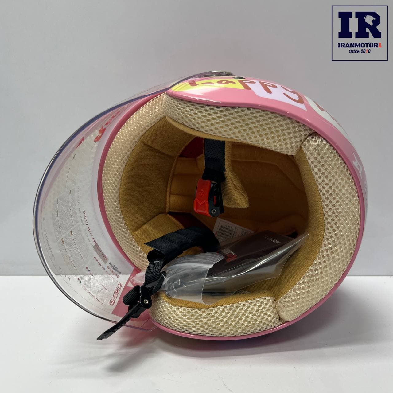 کلاه کاسکت بچگانه بدون فک ردلاین redline کد 908 صورتی طرح Be a happy hare — تصویر ۵